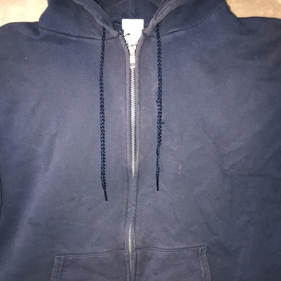 Hanes ultimate cotton medium blue zippered hoodie damaged 💕 - Picture 2 of 8